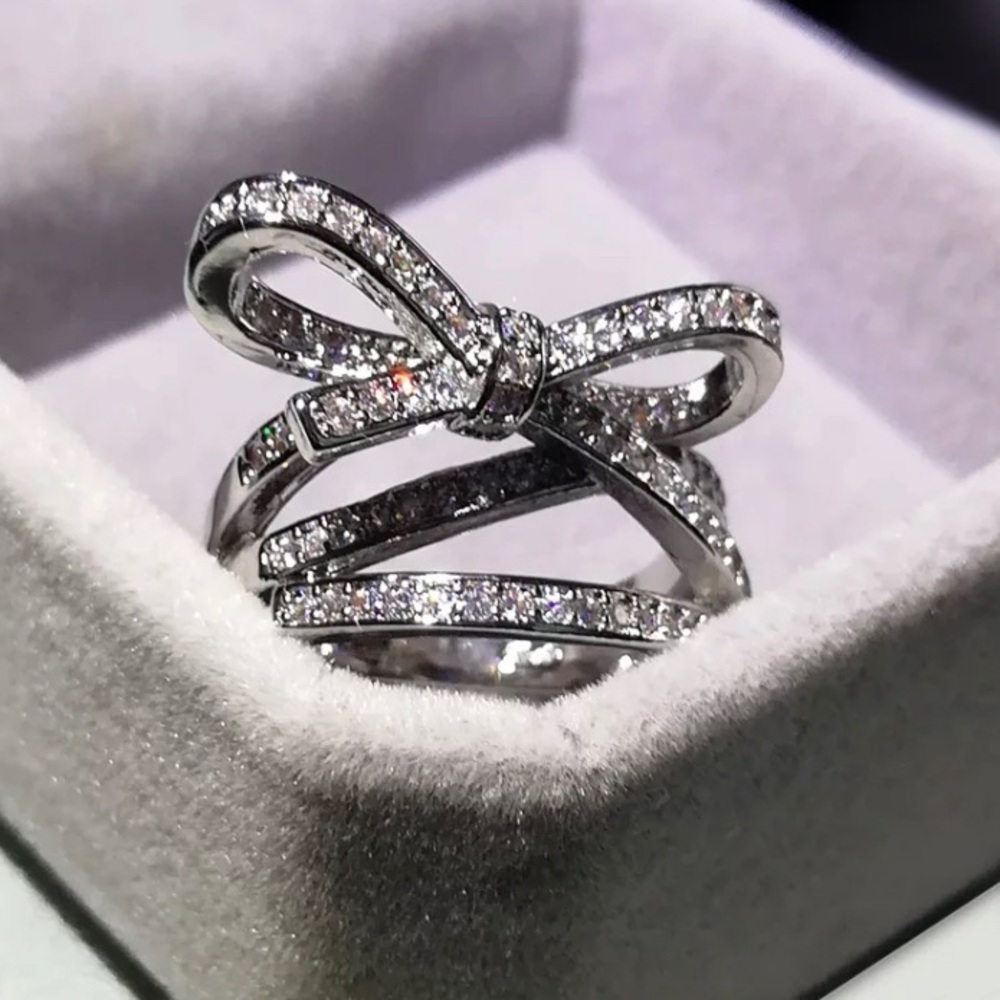 925 Sterling Moissanite Bow Ring
